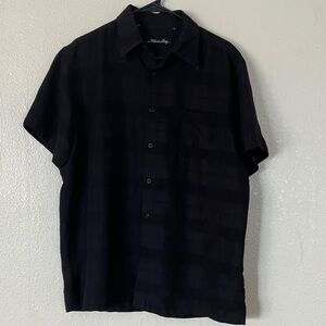 Milano Bay Black Casual Button Down Shirt, L